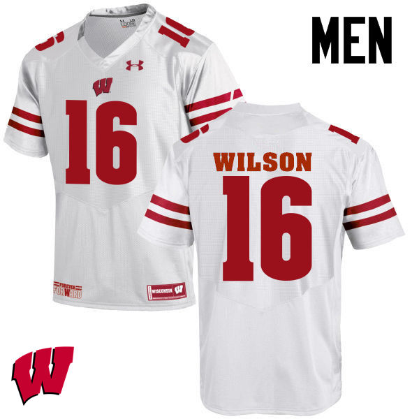 Wisconsin Badgers Men's #16 Russell Wilson NCAA Under Armour Authentic White College Stitched Football Jersey MO40P63DC